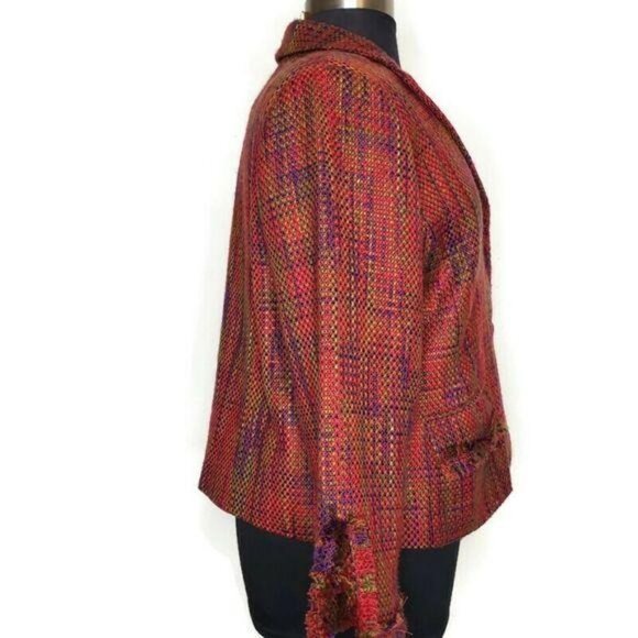 Monroe & Main Womens Multicolor Fringe Jacket Button-Up XXL fall spring casual - Picture 6 of 6